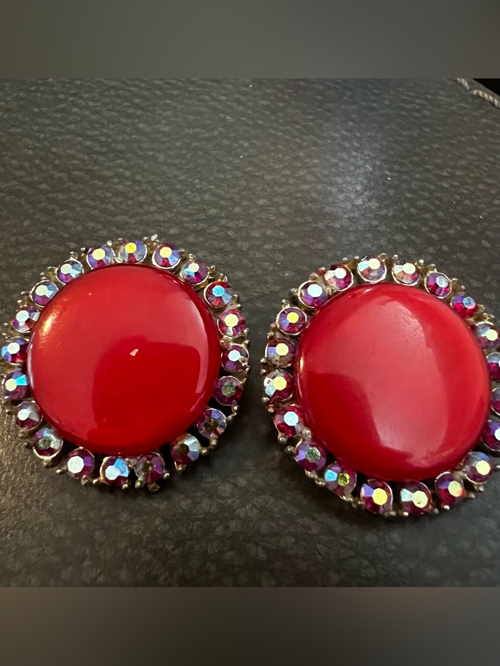 Gold-Tone Sunburst Clip-On Earrings with Red Enamel CORO